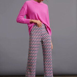 Anthropologie Dolan Left Coast Beth Cropped Flare Pants Pink and Black Adult XL